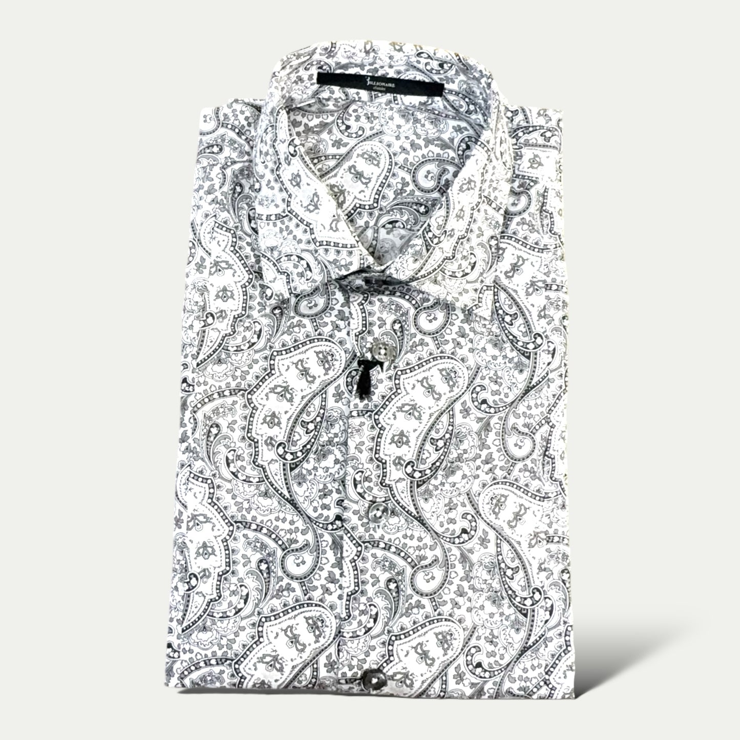 BiILLIONAIRE CHEMISE MOTIF EN COTON BLANC ET NOIRE