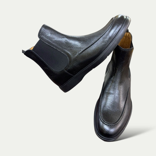 DIEGO NAPOLI CHELSEA BOOTS EN CUIR GRAINÉ NOIRS