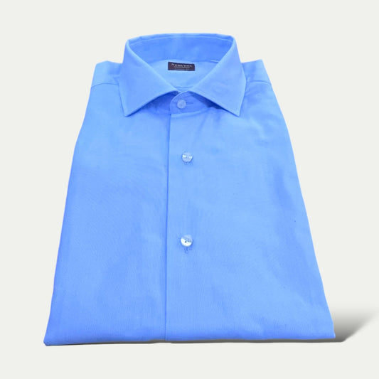 NERVESA CHEMISE EN TISSU OXFORD COL ITALIEN BLU CIEL