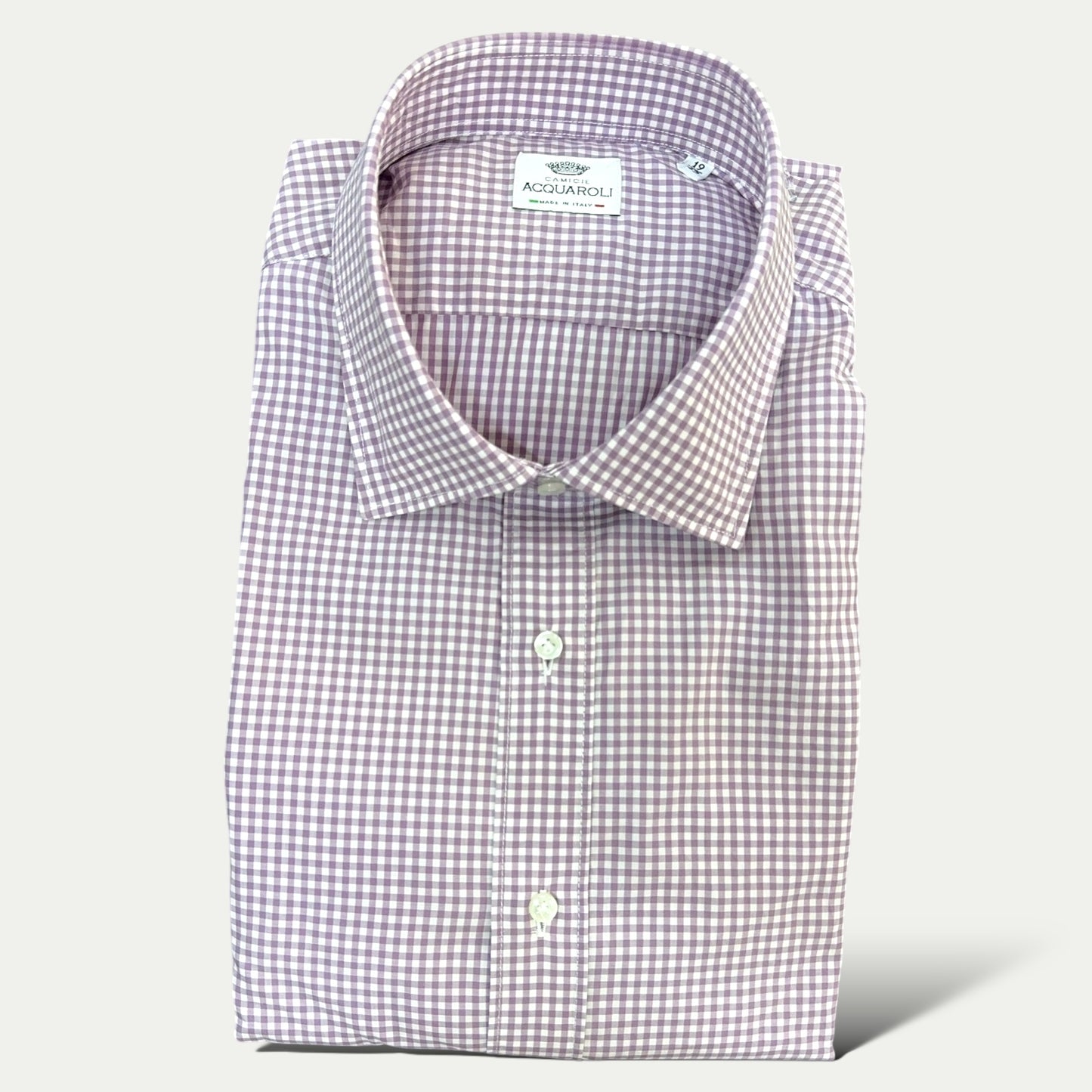 ACQUAROLI CHEMISE HOMME EN COTON MOTIF CARREAUX VIOLET-BLANC