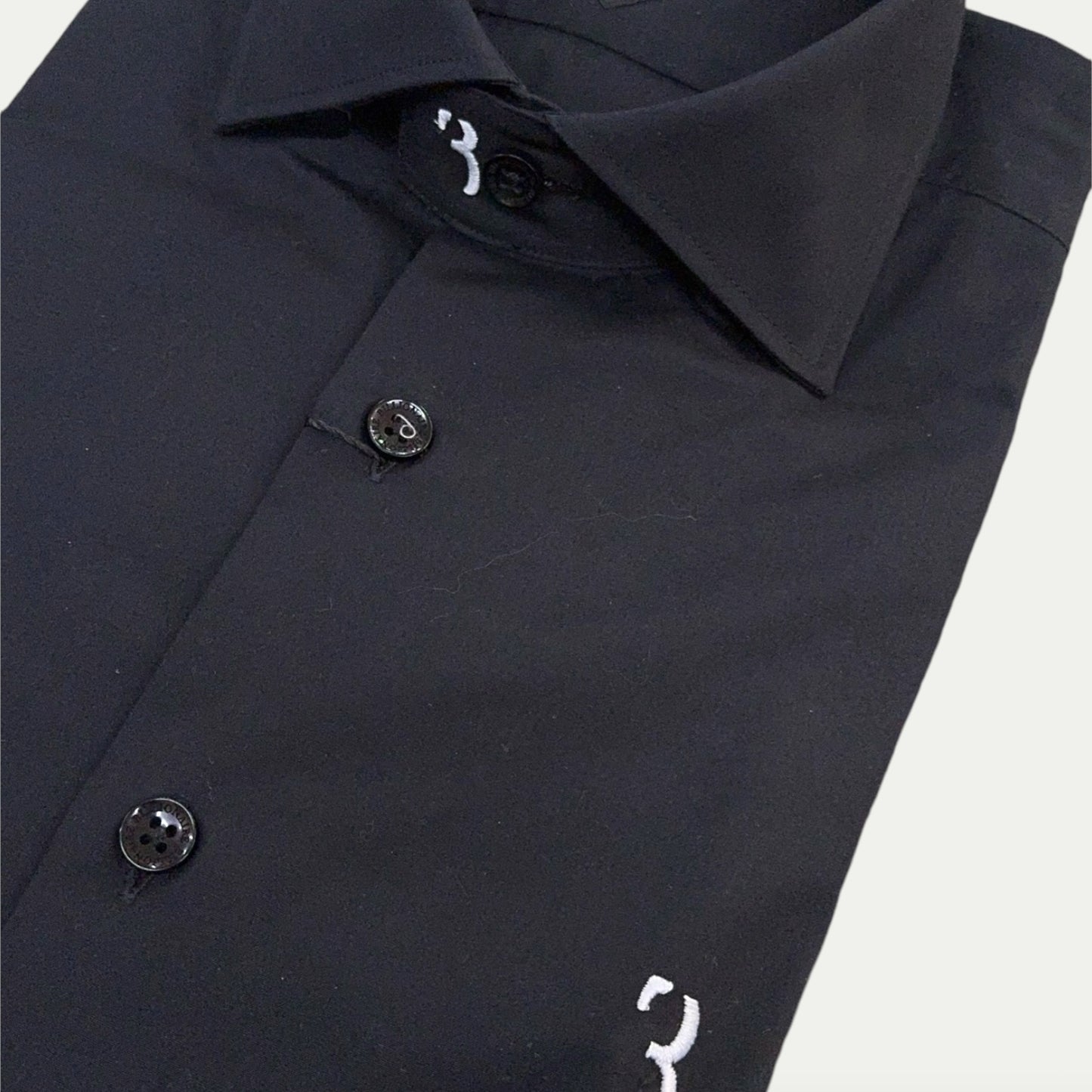 BILLIONAIRE CHEMISE HOMME COTON STRETCH NOIR LOGO CONTRASTE BLANC