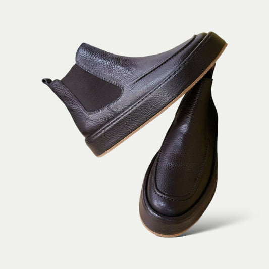 CHELSEA BOOTS CUIR GRAINÉ CHOCOLATE