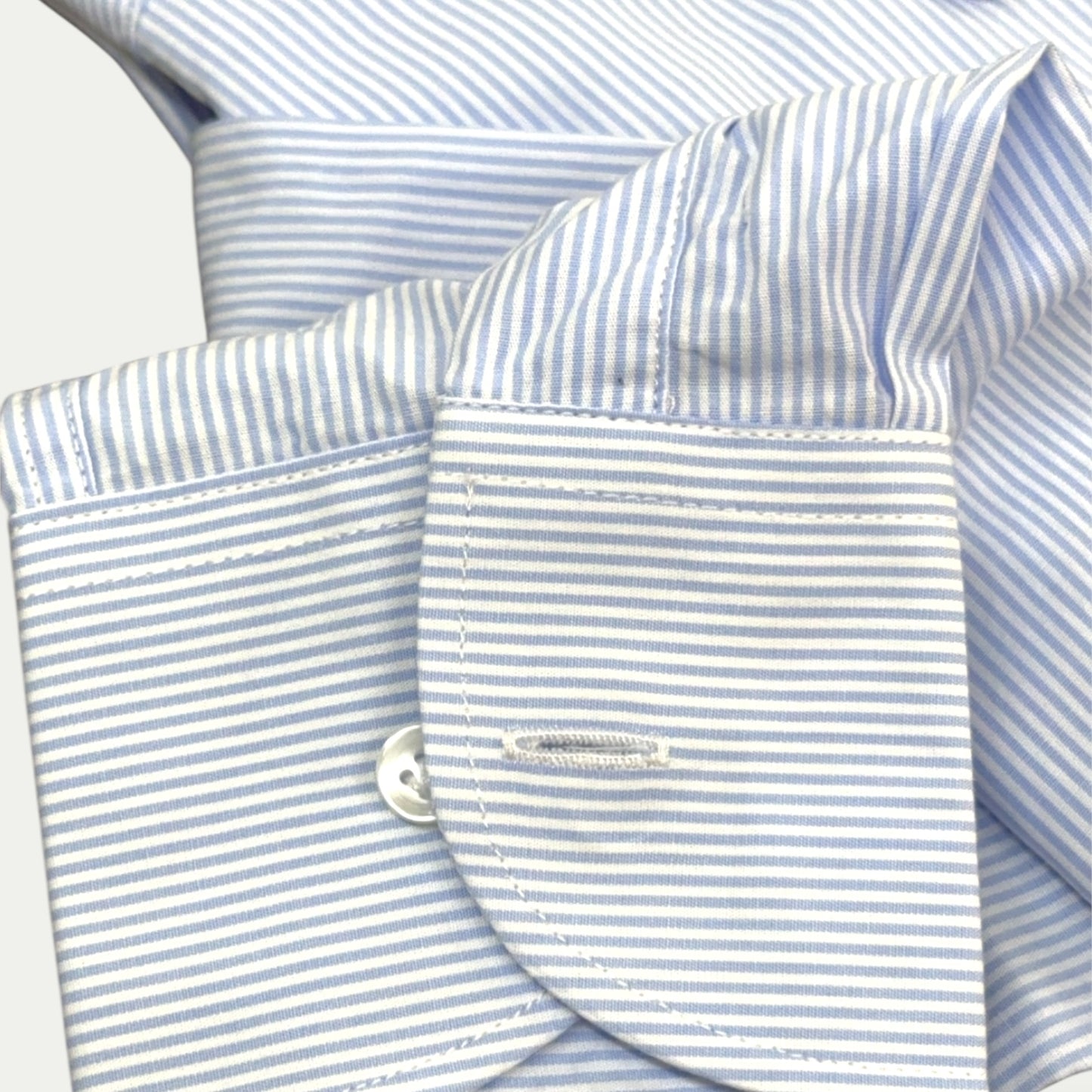 ACQUAROLI CHEMISE HOMME EN COTON MILLE RAYURES BLANCHE-BLEU CIEL