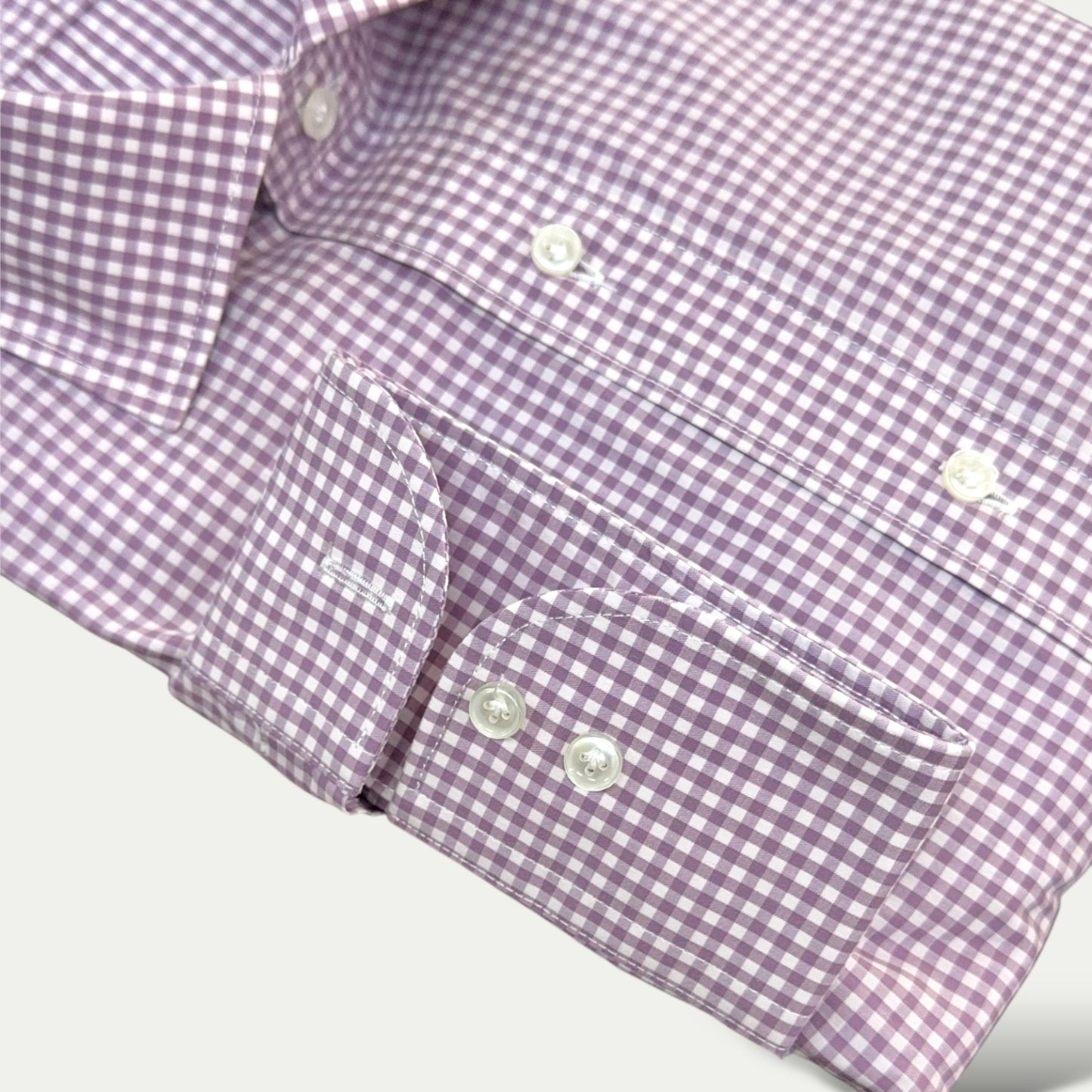 ACQUAROLI CHEMISE HOMME EN COTON MOTIF CARREAUX VIOLET-BLANC