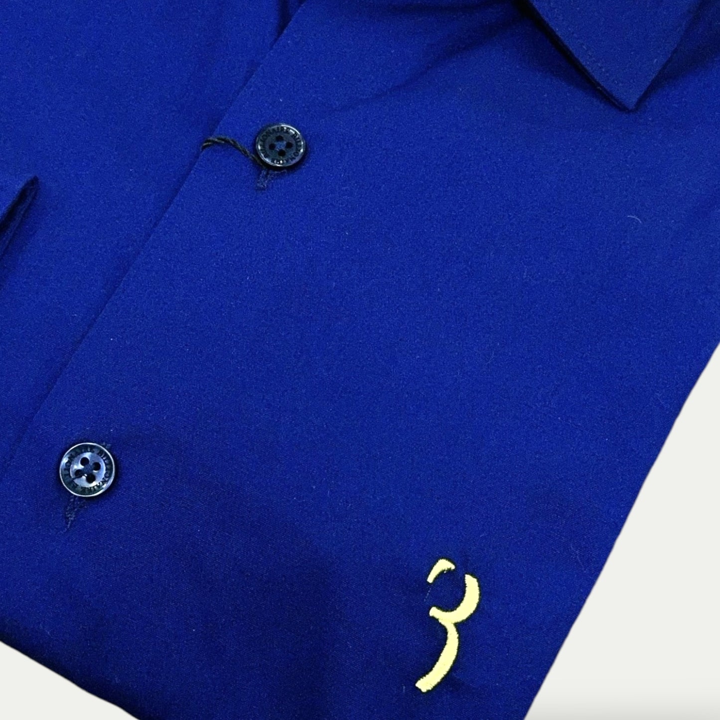 BILLIONAIRE CHEMISE HOMME EN COTON STRETCH BLEU LOGO JAUNE