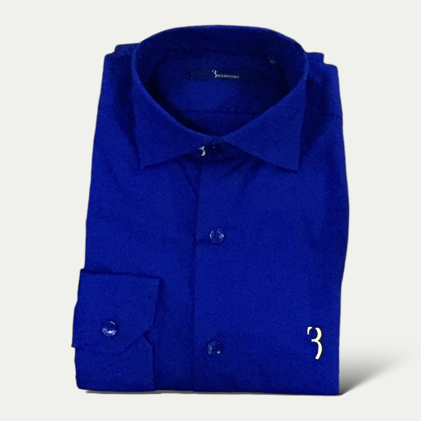 BILLIONAIRE CHEMISE HOMME EN COTON STRETCH BLEU LOGO JAUNE