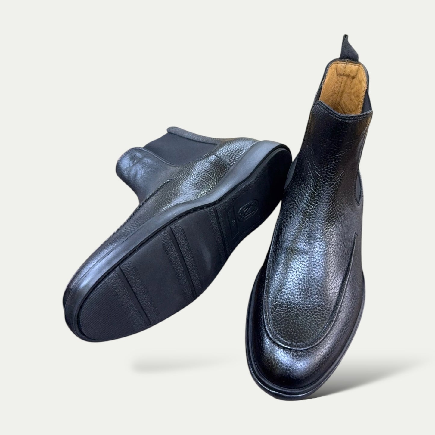 DIEGO NAPOLI CHELSEA BOOTS EN CUIR GRAINÉ NOIRS