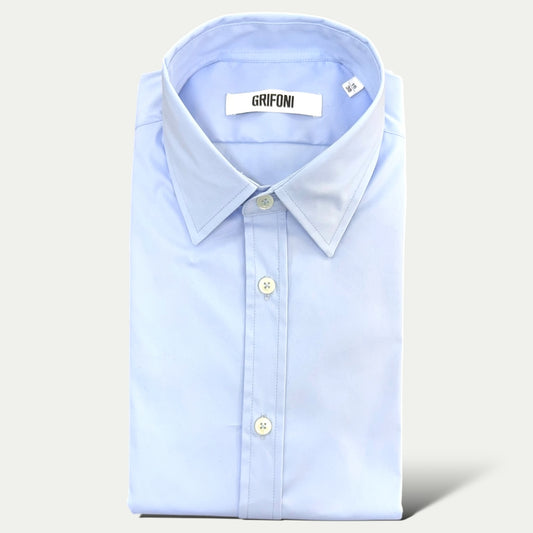 GRIFONI CHEMISE BUSINESS HOMME COTON STRETCH BLU CIEL