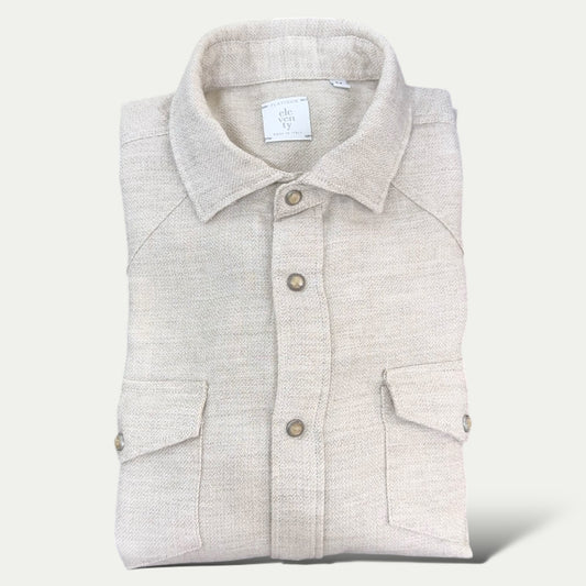 ELEVENTY CHEMISE HOMME EN FLANELLE BEIGE NATUREL