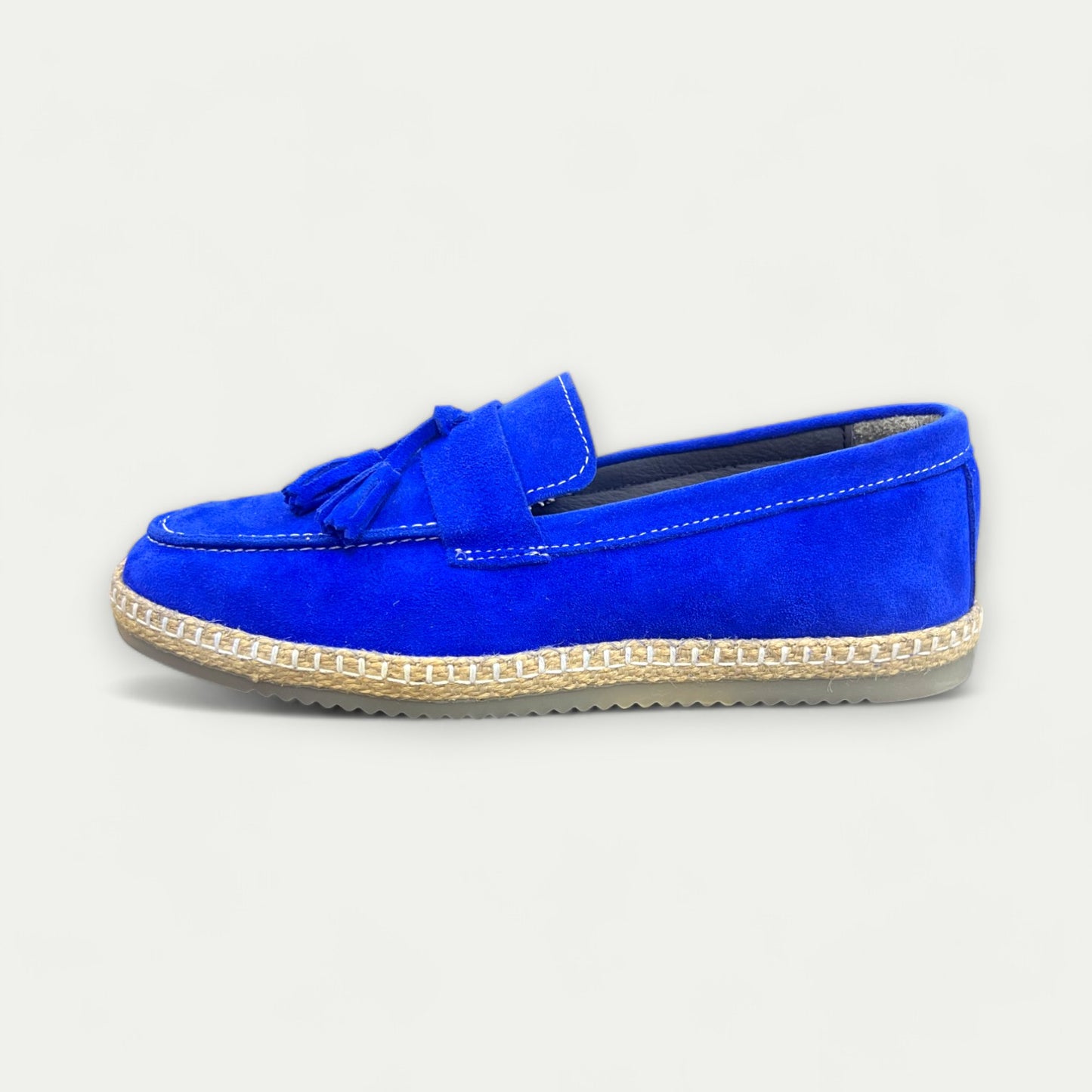 MOCASSINS POMPONS BLEU ROYAL