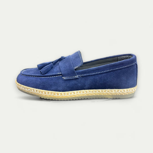 MOCASSINS POMPONS BLEU