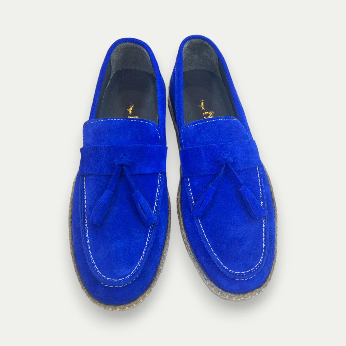 MOCASSINS POMPONS BLEU ROYAL