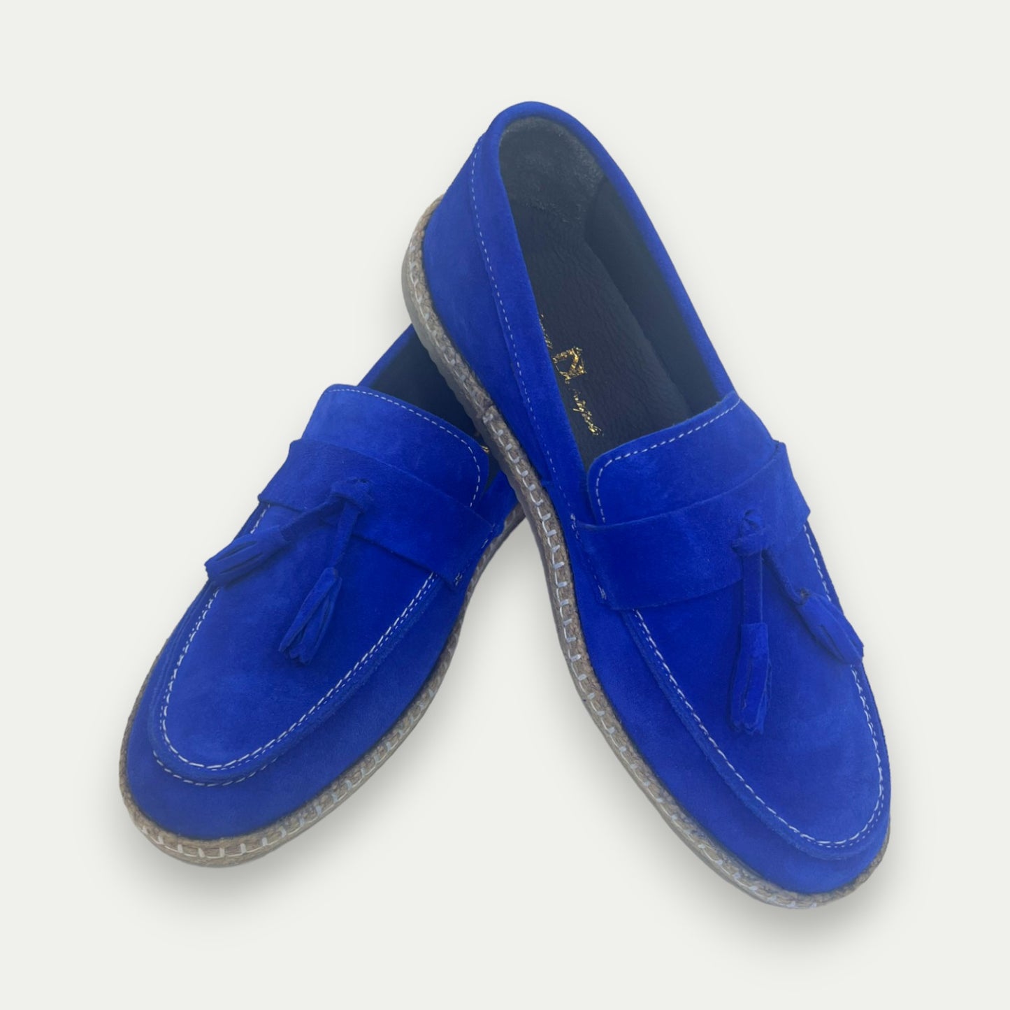 MOCASSINS POMPONS BLEU ROYAL