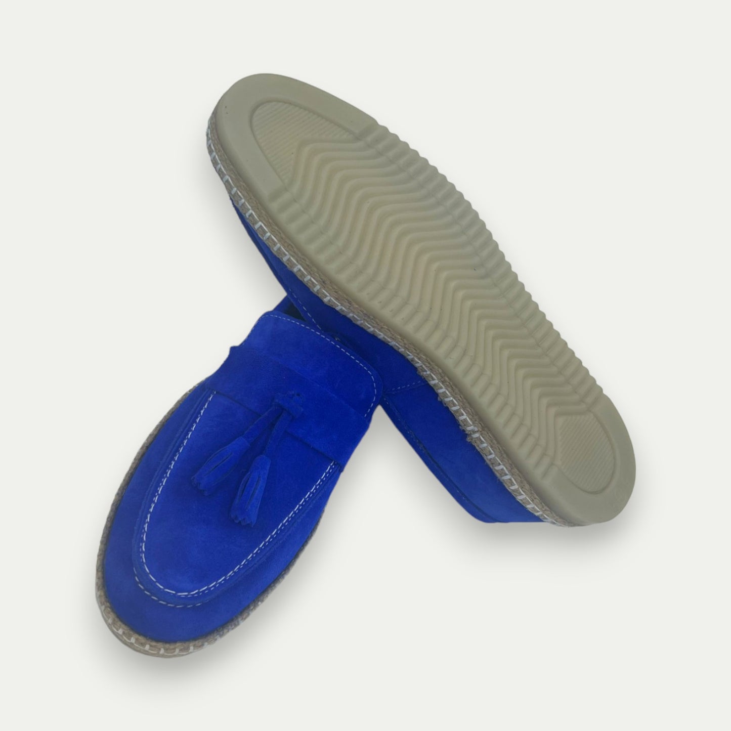 MOCASSINS POMPONS BLEU ROYAL