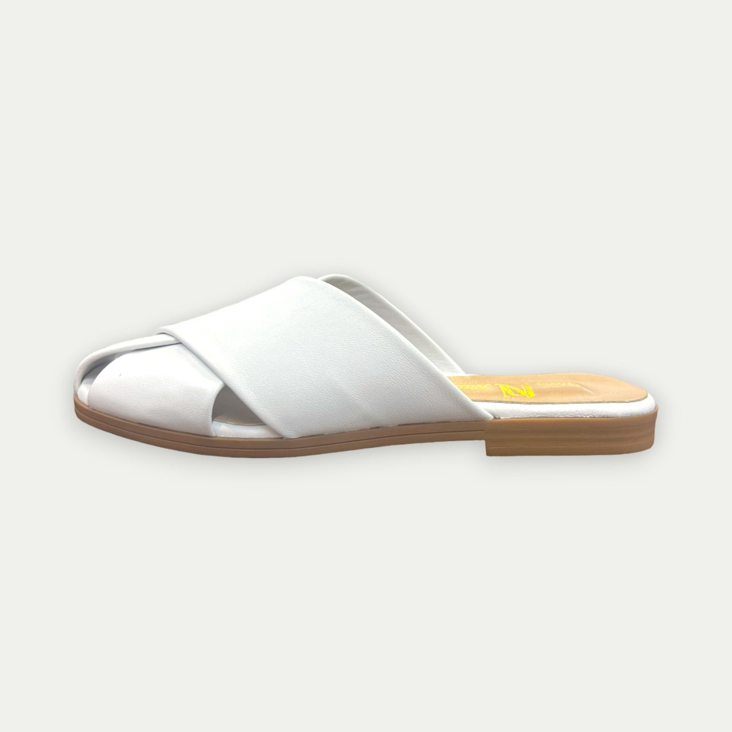 SANDALES MULES EN CUIR BLANC PLATES