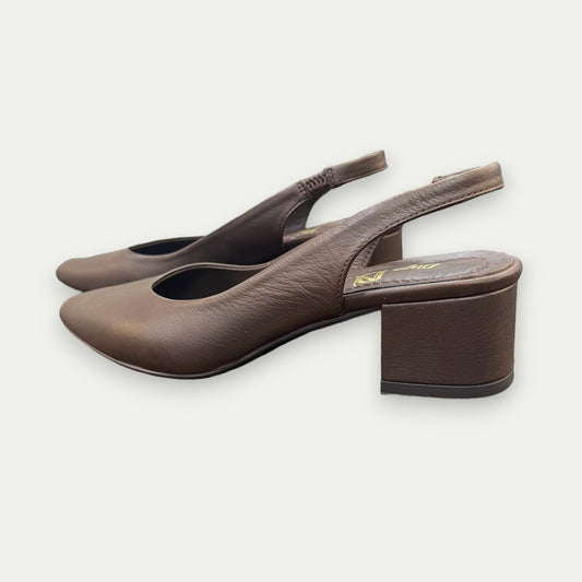 MULES TALONS EN CUIR MARRON